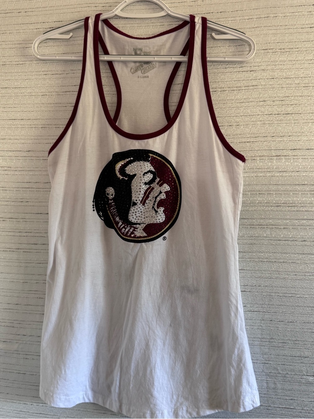 Collusseum Athletics Florida State Seminoles White Tank with Garnet Trim XL